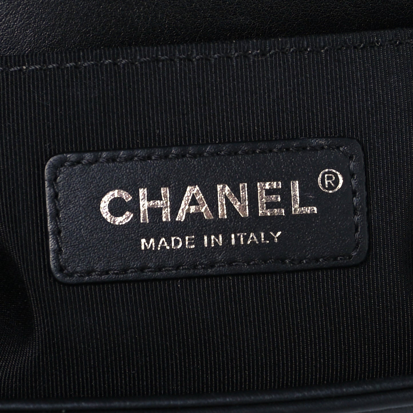 Calfskin Chevron Quilted Small Boy Flap Black