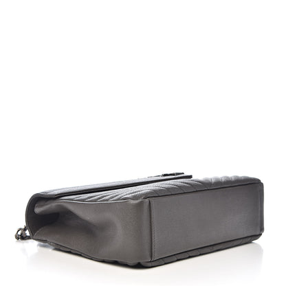 Saint Laurent Sheepskin Matelasse Chevron Monogram Large College Satchel Dark Anthracite 4 of 12