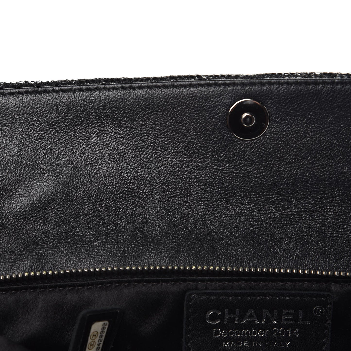 Iridescent Vinyl Quilted Clutch With Chain Black