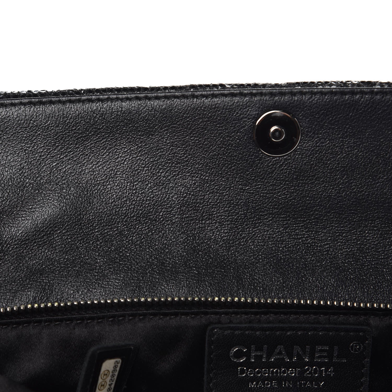 Chanel Iridescent Vinyl Quilted Clutch With Chain Black 8 of 13