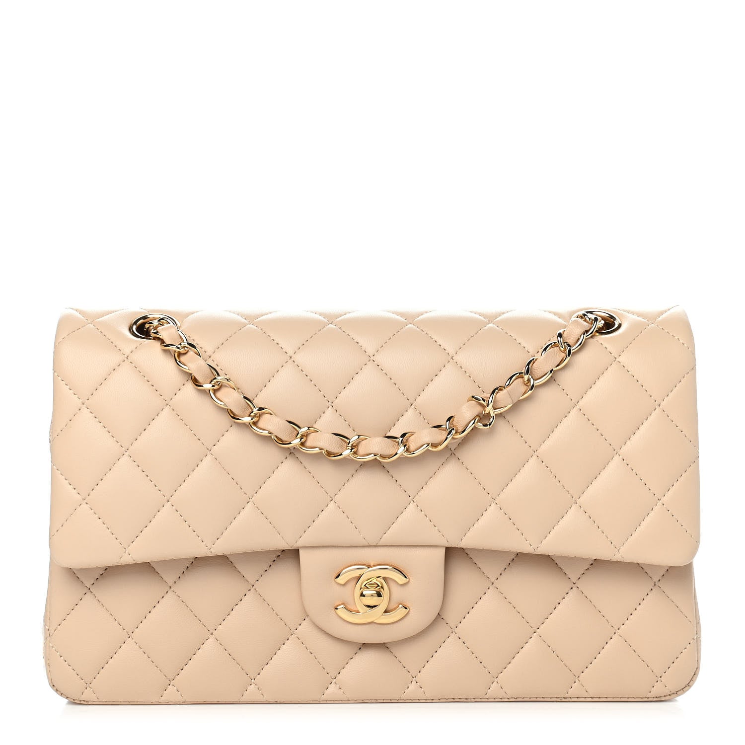 Chanel Lambskin Quilted Medium Double Flap Beige 1 of 9
