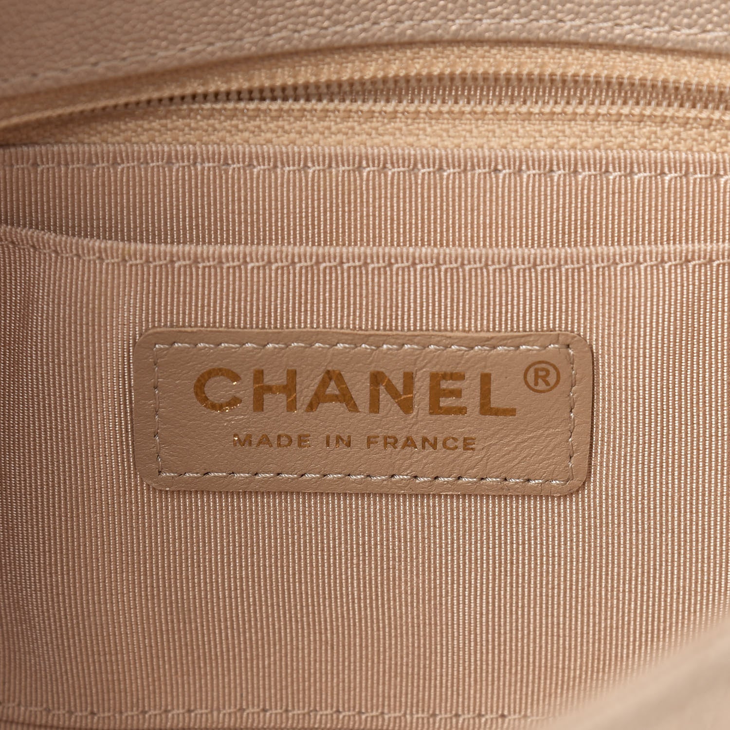 Chanel Metallic Caviar Chevron Quilted Medium Statement Flap Beige 6 of 12