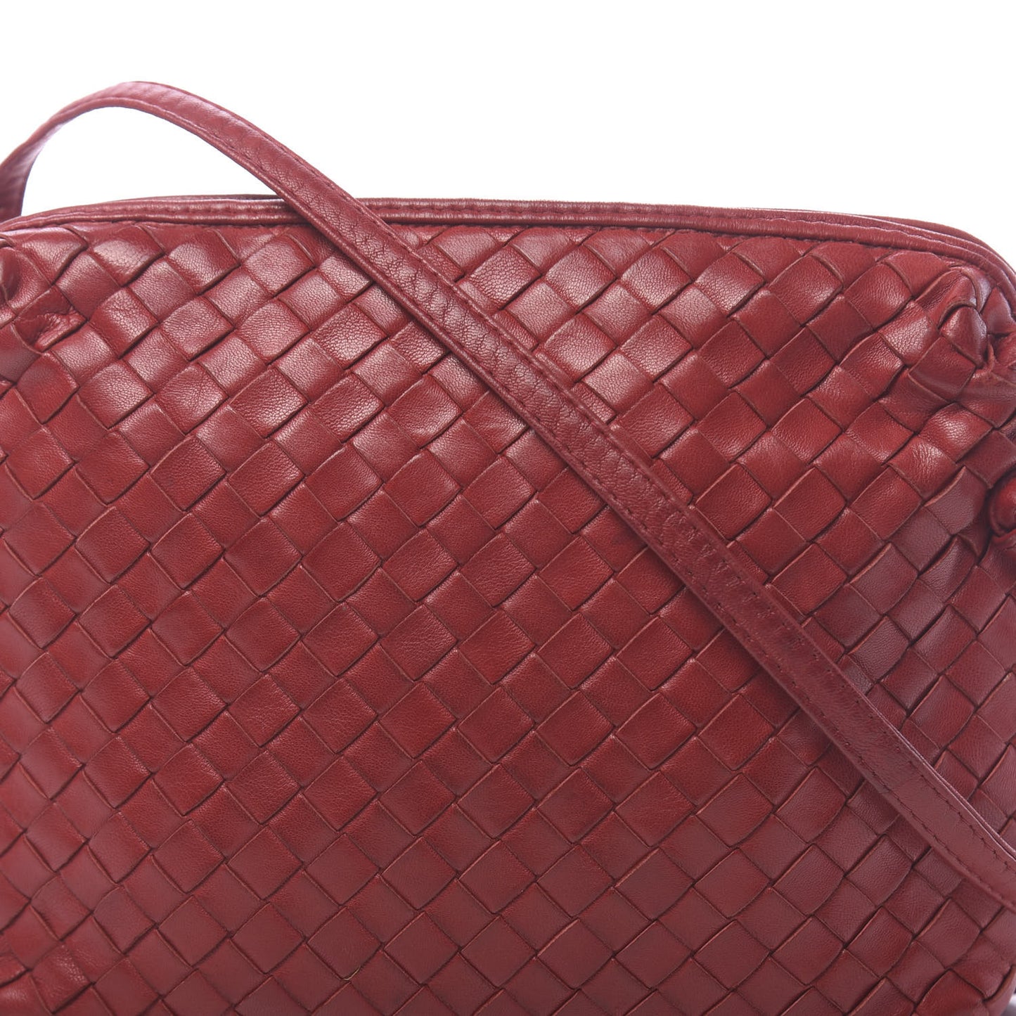 Nappa Intrecciato Nodini Crossbody Messenger Red
