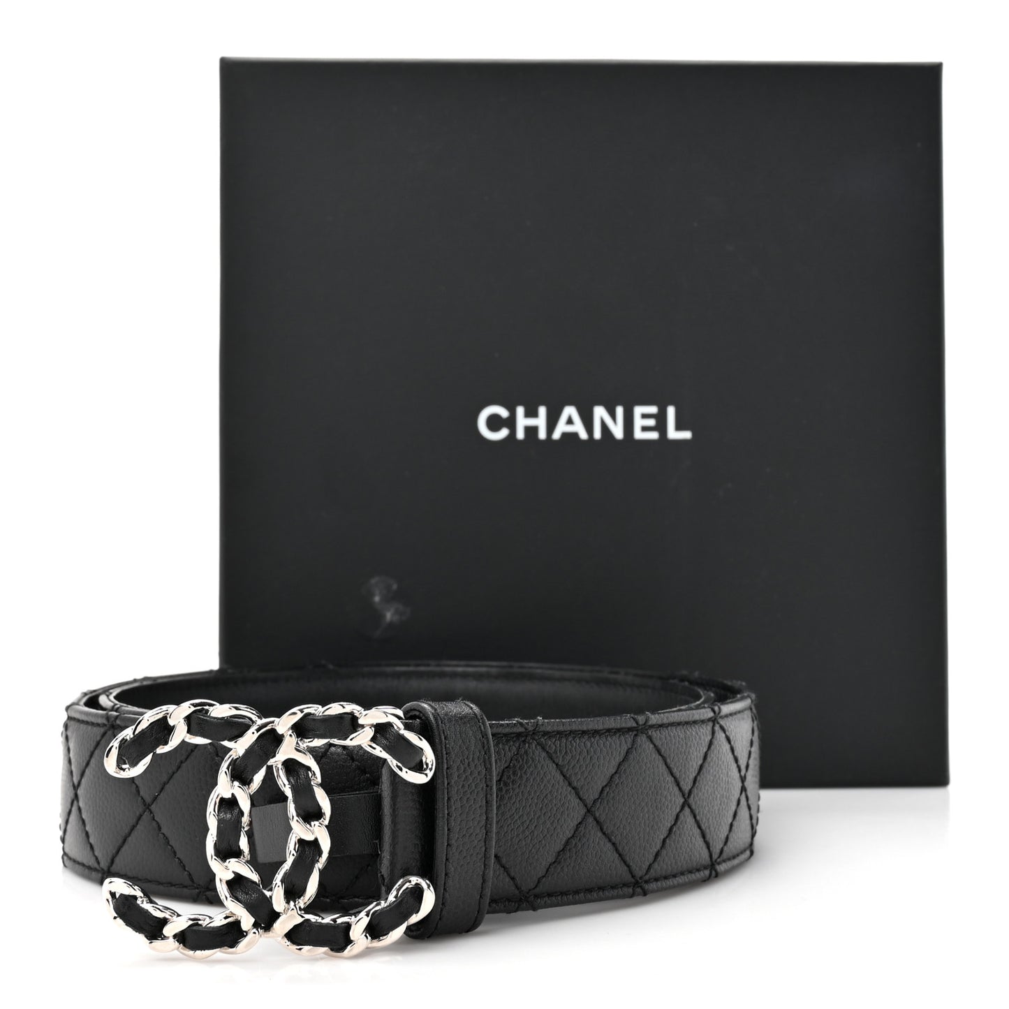 Caviar Quilted CC Chain Belt 75 30 Black