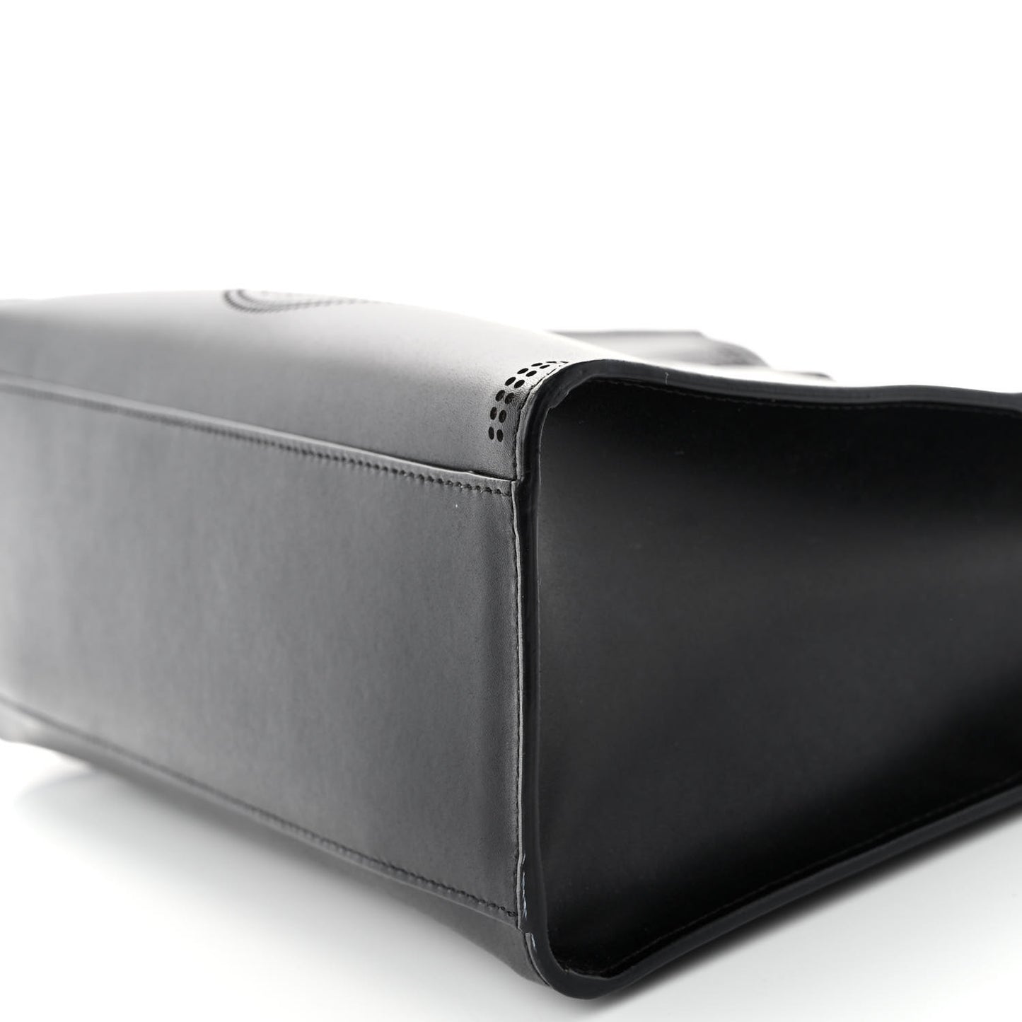 Vitello Liberty Plexiglass Stamp Patch Perforated Small Runaway Shopper Tote Black