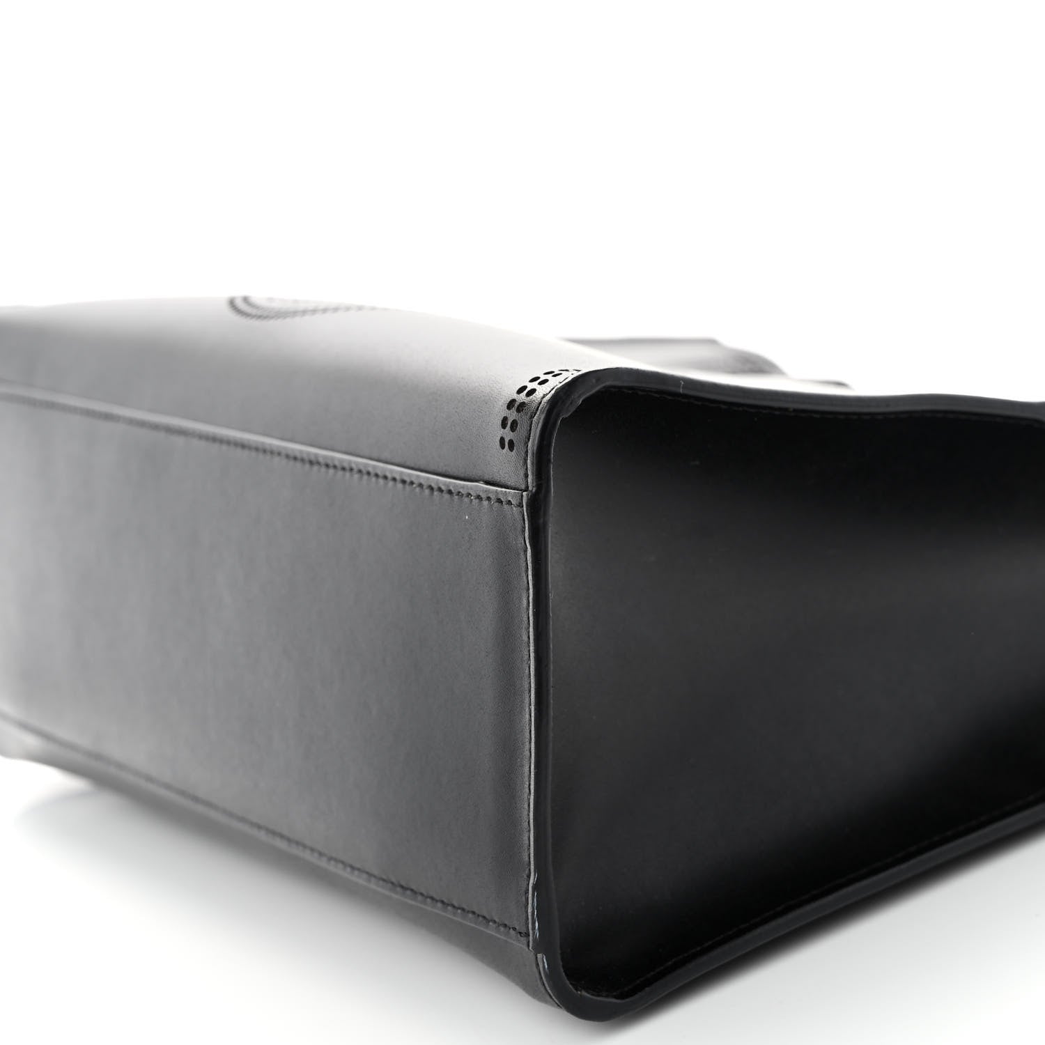 Fendi Vitello Liberty Plexiglass Stamp Patch Perforated Small Runaway Shopper Tote Black 9 of 9