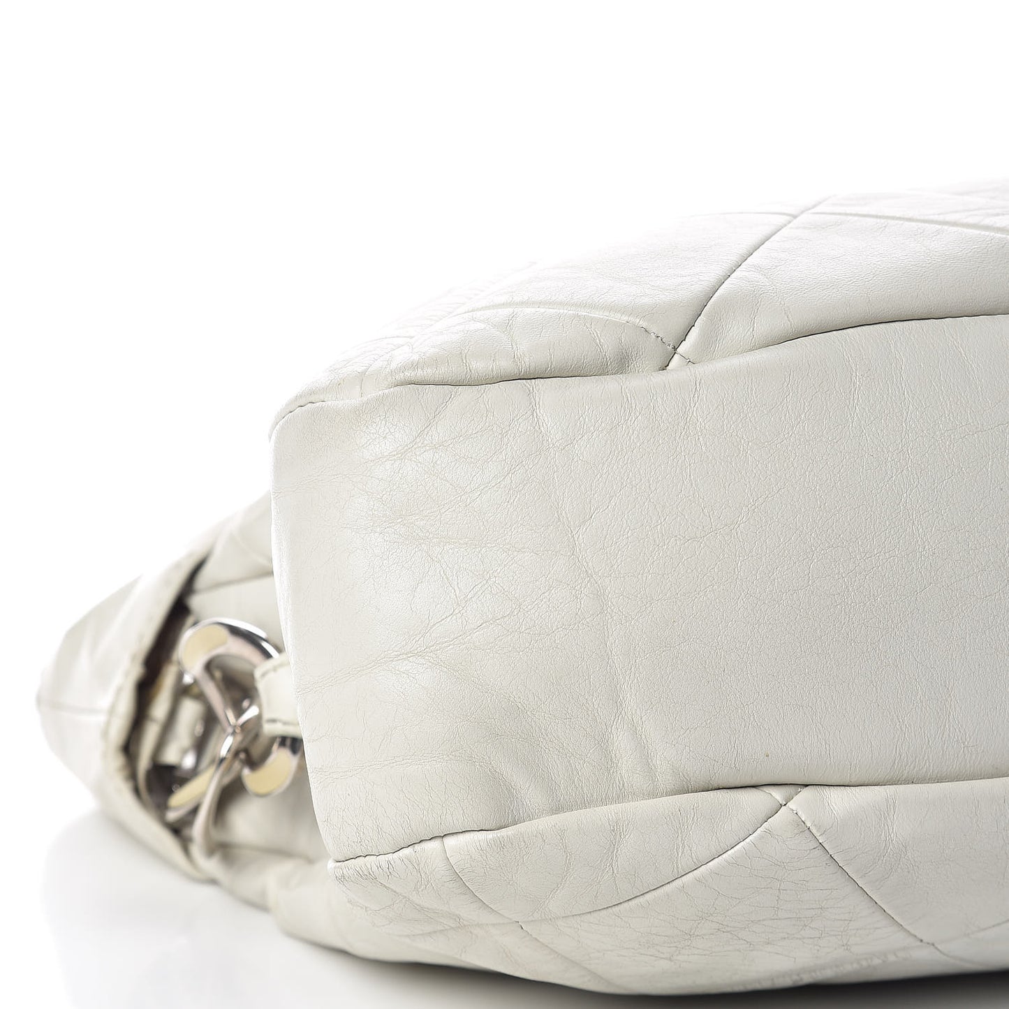 Calfskin Quilted Chain Hobo White