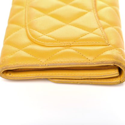 Chanel Lambskin Quilted Large Flap Wallet Yellow 20 of 23