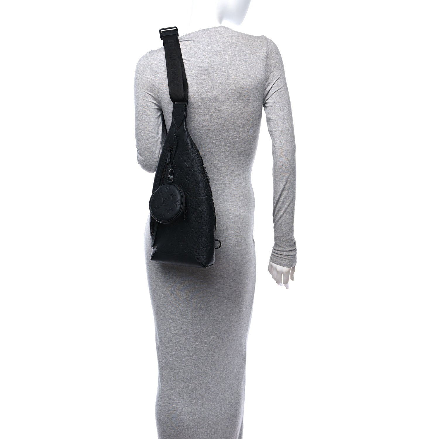 Louis Vuitton Calfskin Shadow Monogram Duo Slingbag Black 2 of 11