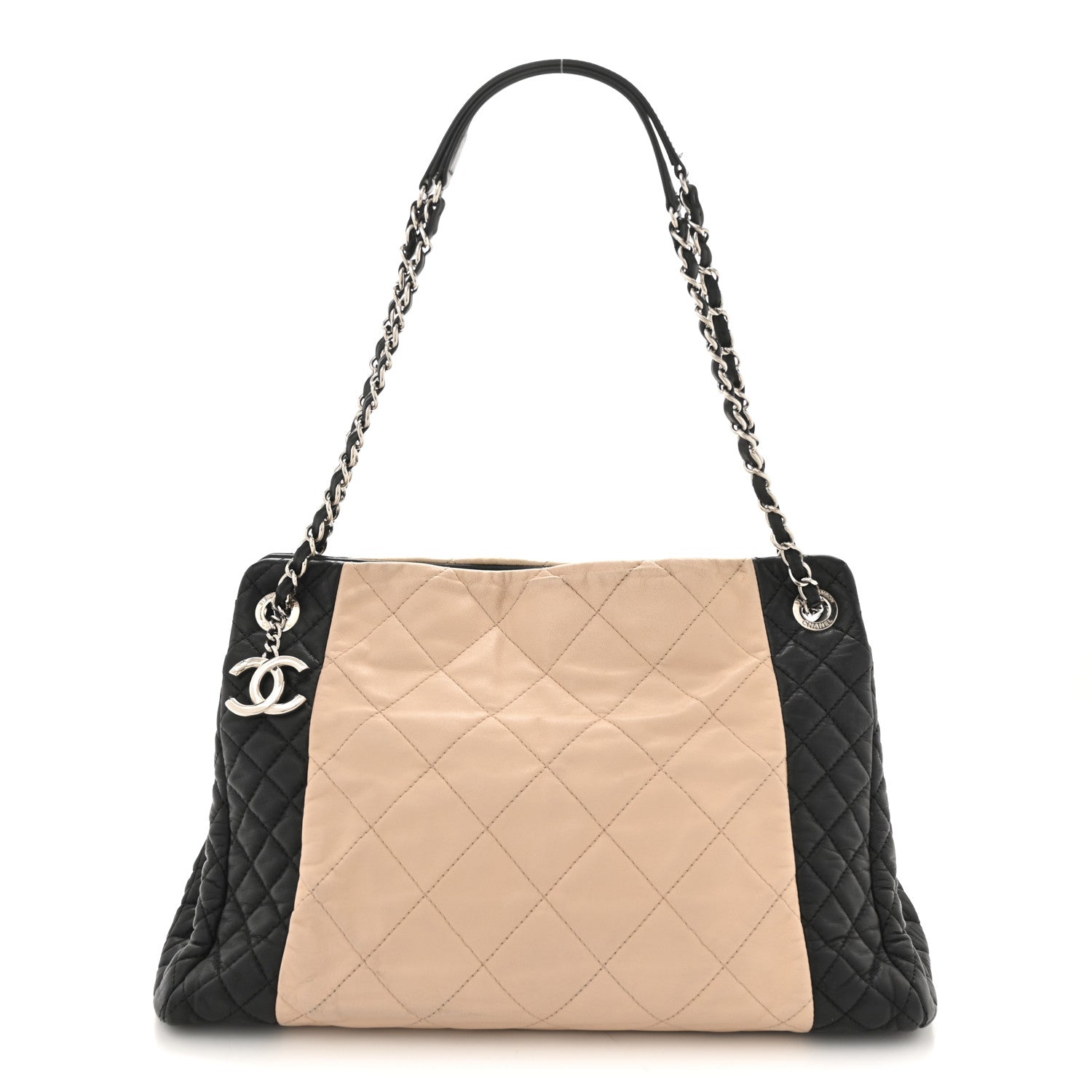 Chanel Lambskin Quilted CC Shopping Tote Black Rose Clair 1 of 16
