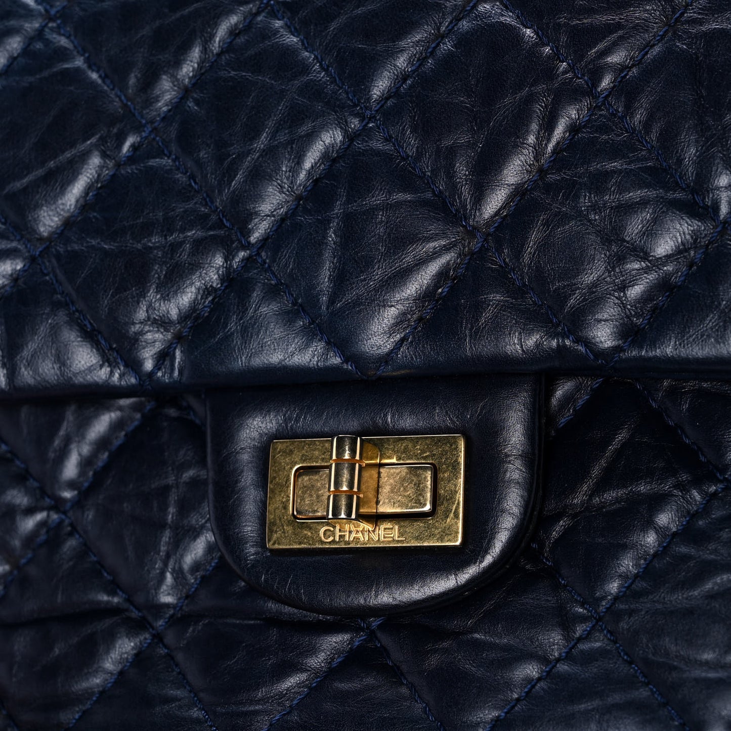 Aged Calfskin Quilted 2.55 Reissue 226 Flap Navy Blue