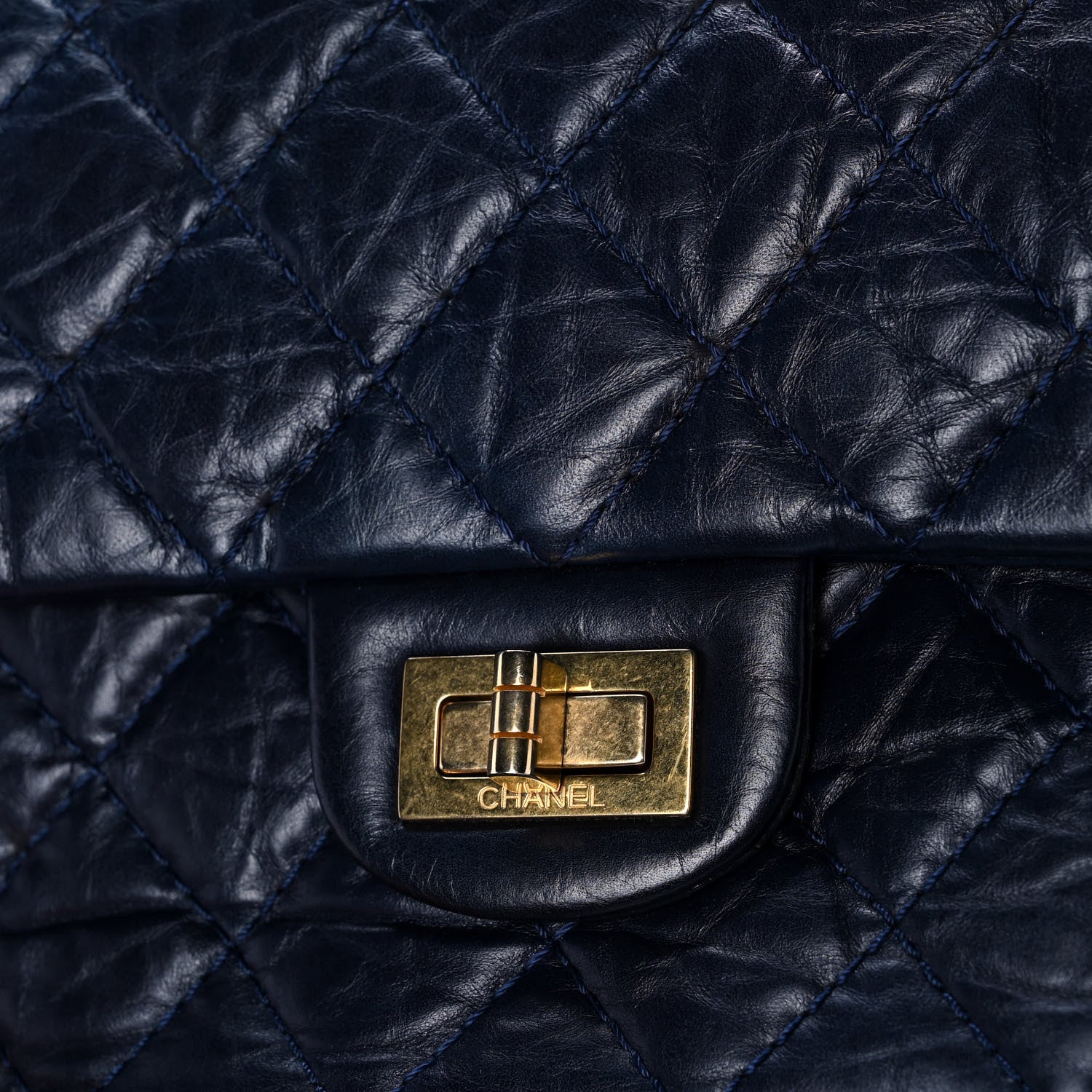 Chanel Aged Calfskin Quilted 2.55 Reissue 226 Flap Navy Blue 8 of 11