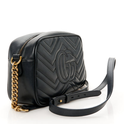 Gucci Calfskin Matelasse Small GG Marmont Chain Shoulder Bag Black 3 of 11