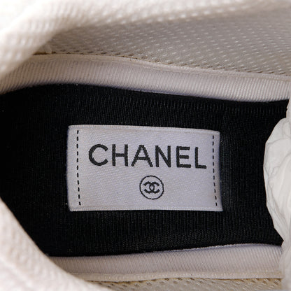 Chanel Fabric Laminated Calfskin Stretch CC Sneakers 41 White Gold Silver 7 of 9