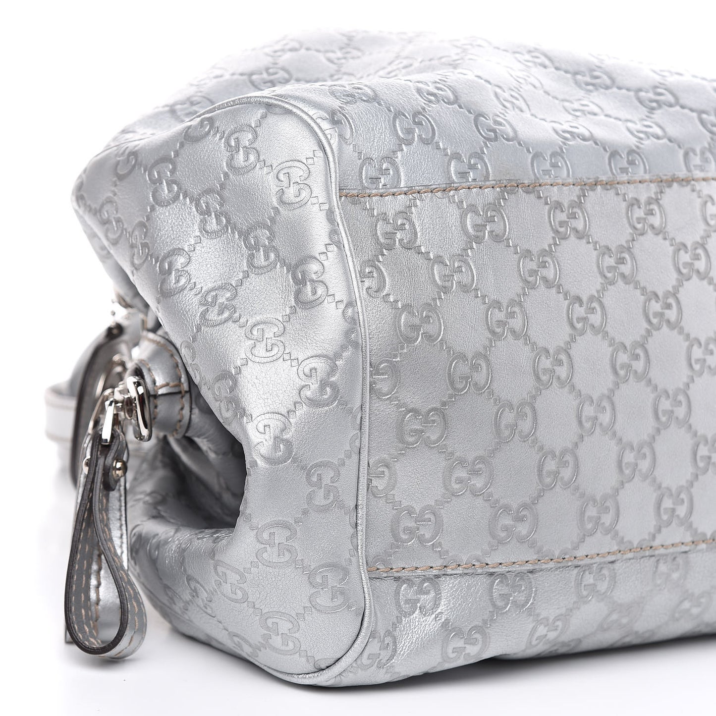 Metallic Guccissima Medium Sukey Boston Silver