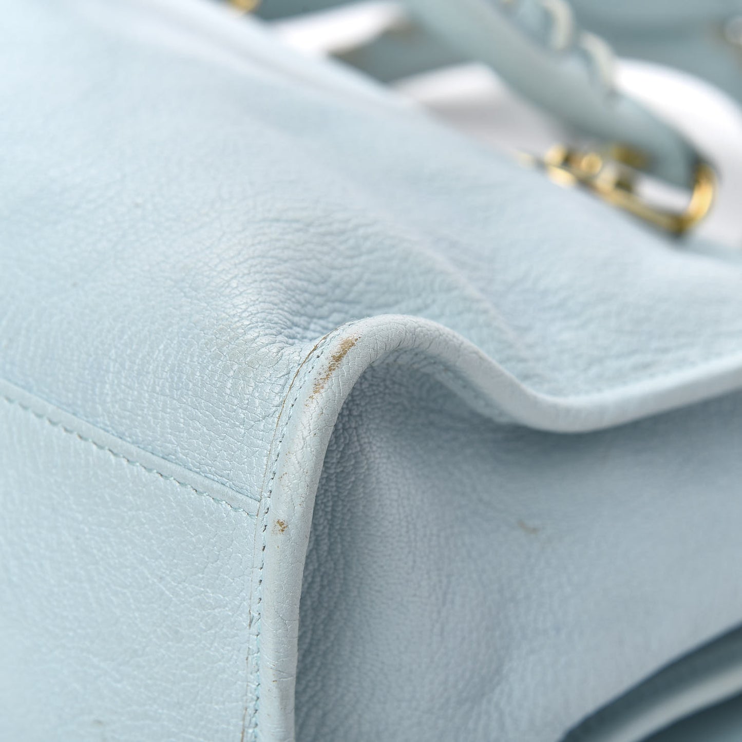 Chevre Gold Metallic Edge Hardware City Bleu Azur