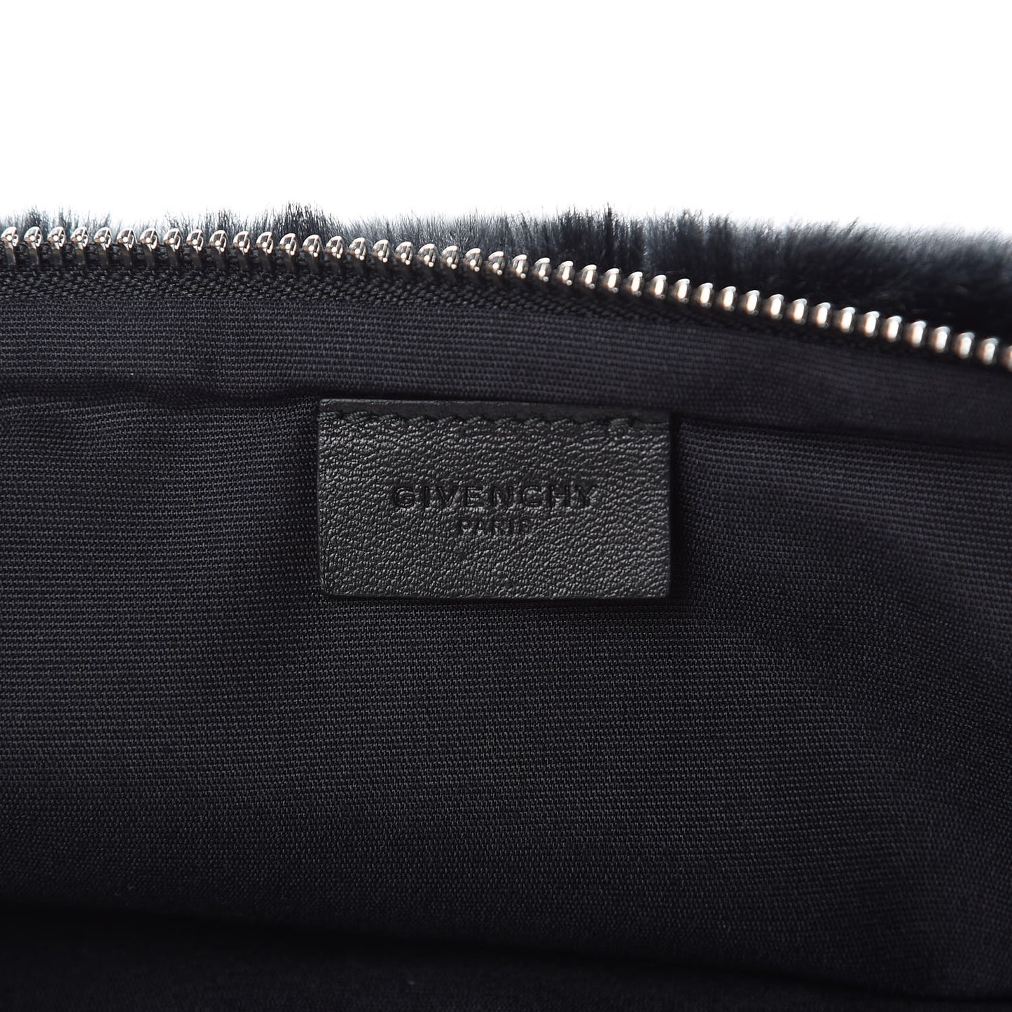 Faux Fur Two Tone Large GV3 Pouch Wristlet Black White