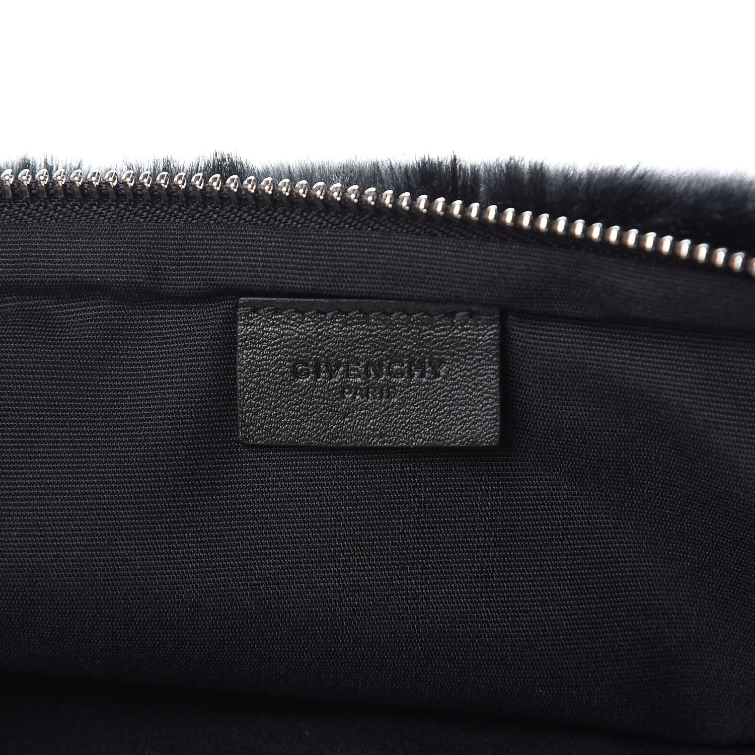Givenchy Faux Fur Two Tone Large GV3 Pouch Wristlet Black White 6 of 8