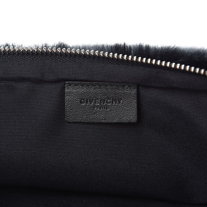Givenchy Faux Fur Two Tone Large GV3 Pouch Wristlet Black White 6 of 8