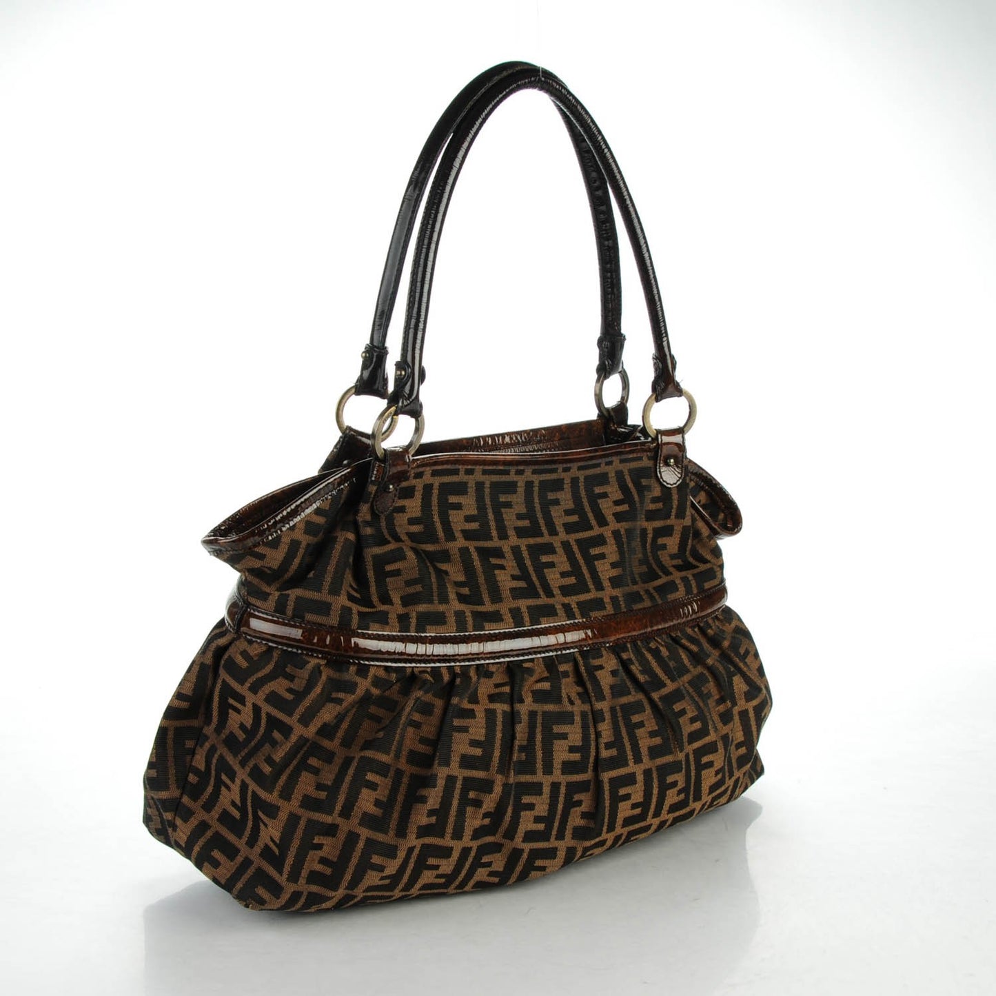 Zucca Patent Large Chef Shopper Tote Tobacco