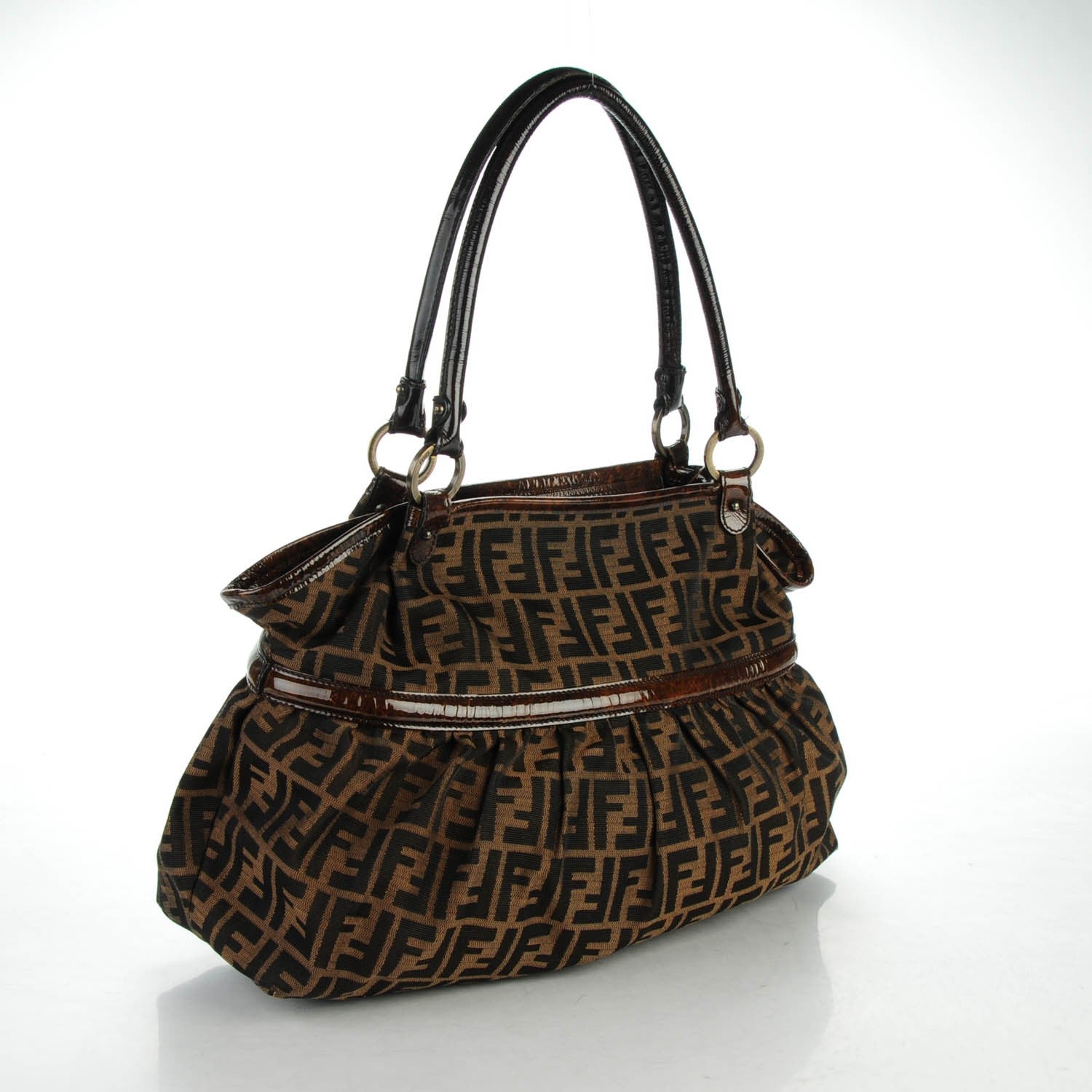 Fendi Zucca Patent Large Chef Shopper Tote Tobacco 3 of 13