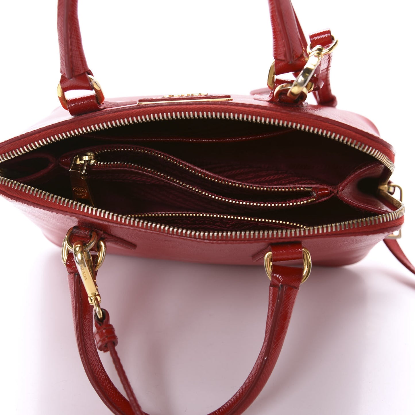 Saffiano Vernice Mini Promenade Tote Rosso