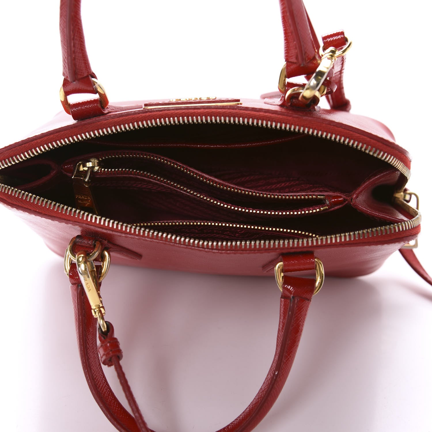 Prada Saffiano Vernice Mini Promenade Tote Rosso 6 of 20
