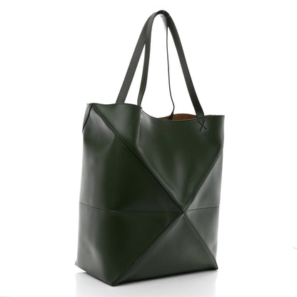Loewe Shiny Calfskin Medium Puzzle Fold Tote Dark Khaki Green 3 of 10