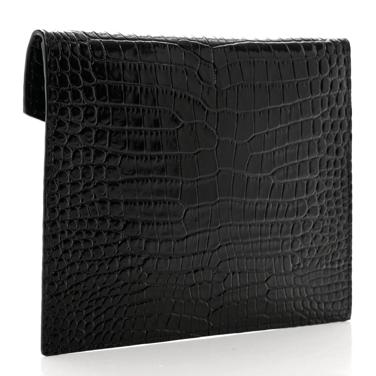 Calfskin Crocodile Embossed Monogram Uptown Baby Pouch Black