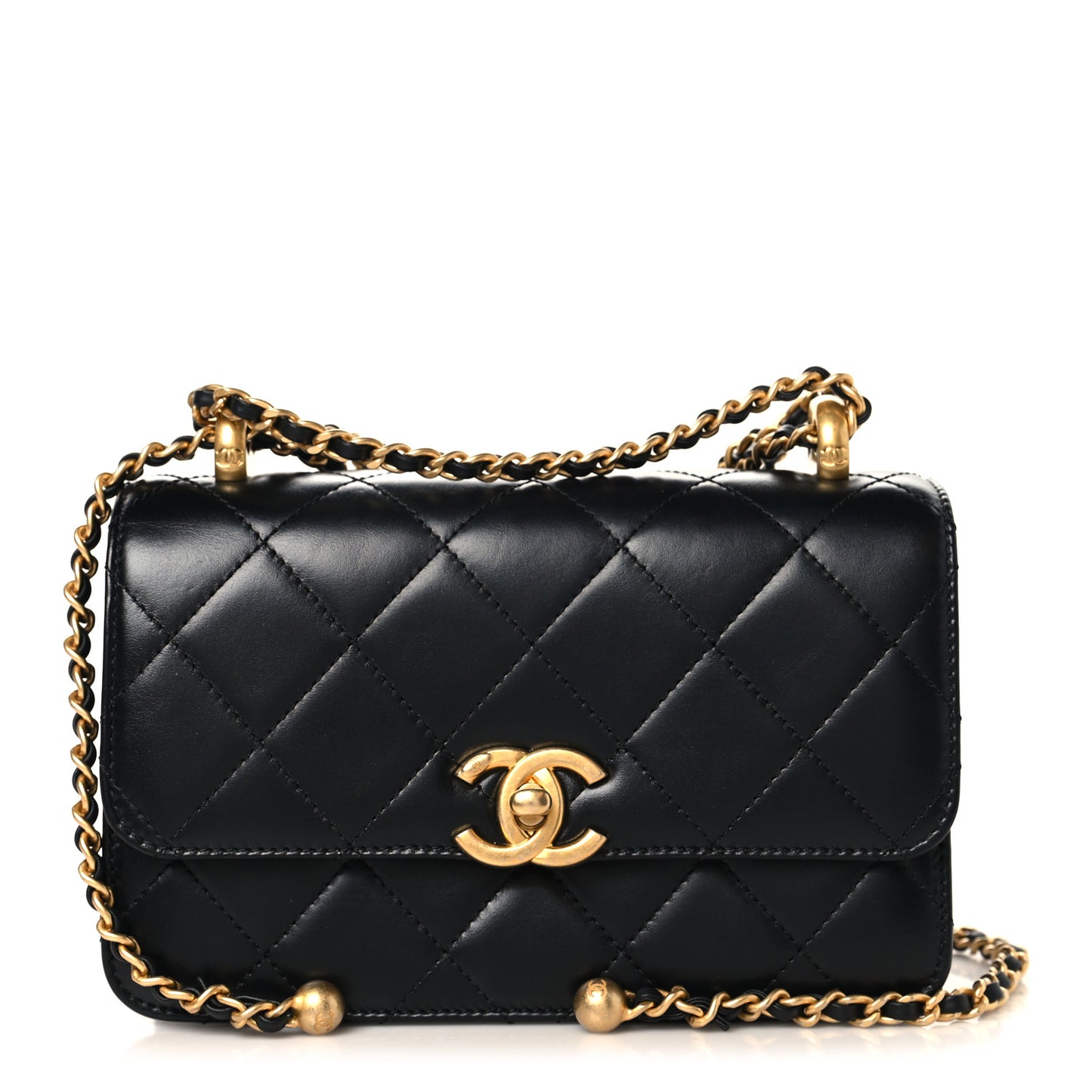 Calfskin Quilted Mini Perfect Fit Flap Black