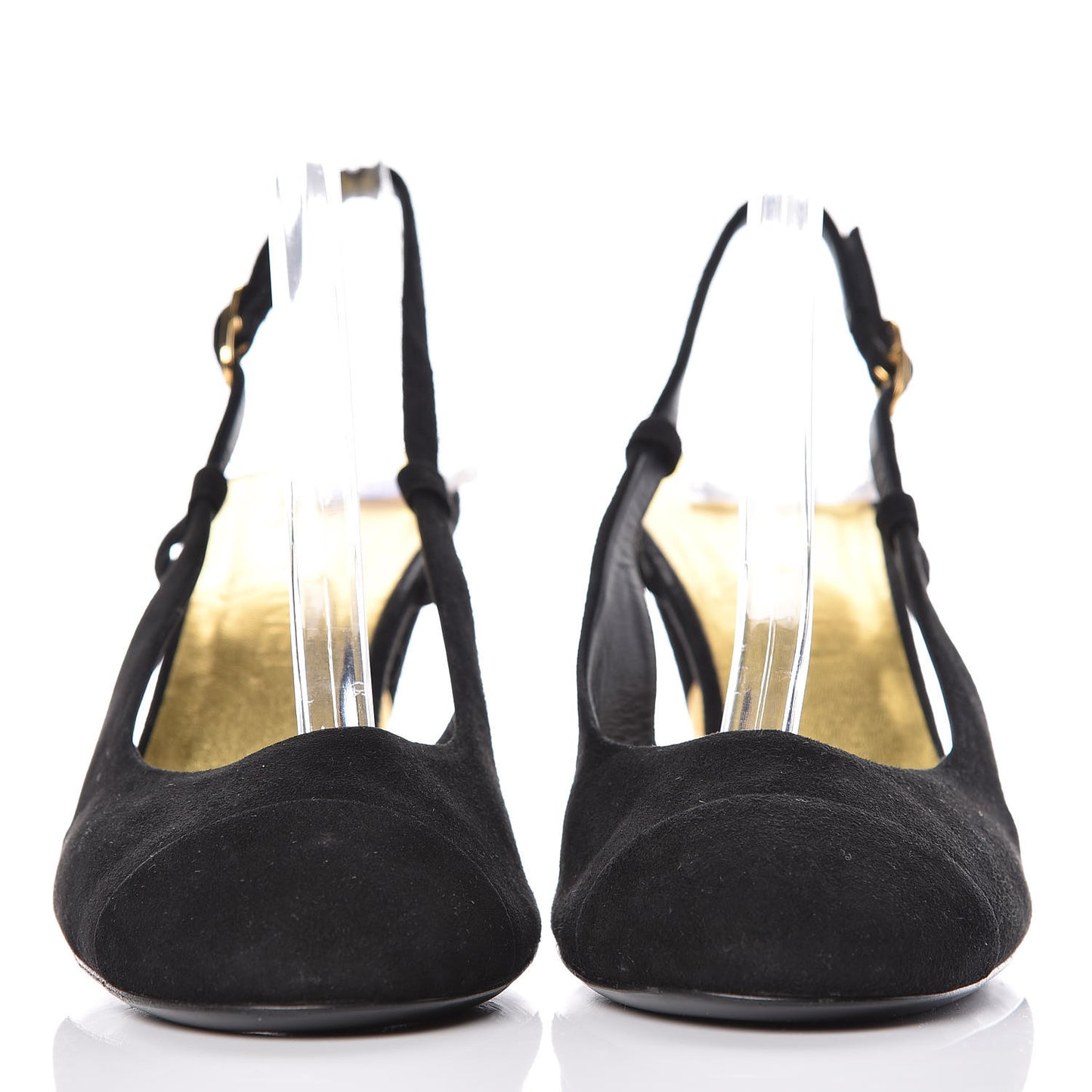 Suede Cap Toe CC Slingback Pumps 40 Black