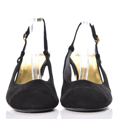 Chanel Suede Cap Toe CC Slingback Pumps 40 Black 2 of 12