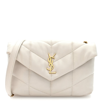 Saint Laurent Lambskin Quilted Toy Loulou Puffer Monogram Chain Satchel Blanc Vintage 1 of 9