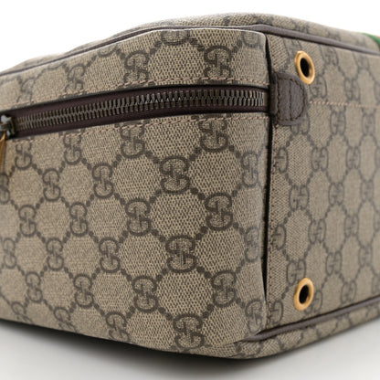 Gucci GG Supreme Monogram Textured Dollar Web Savoy Travel Shoe Bag Beige Ebony New Acero 8 of 10
