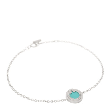 Tiffany 18K White Gold Diamond Turquoise T Circle Bracelet 1 of 5
