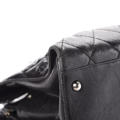 Chanel Crumpled Grained Calfskin Quilted CC Crave Tote Black 10 of 13