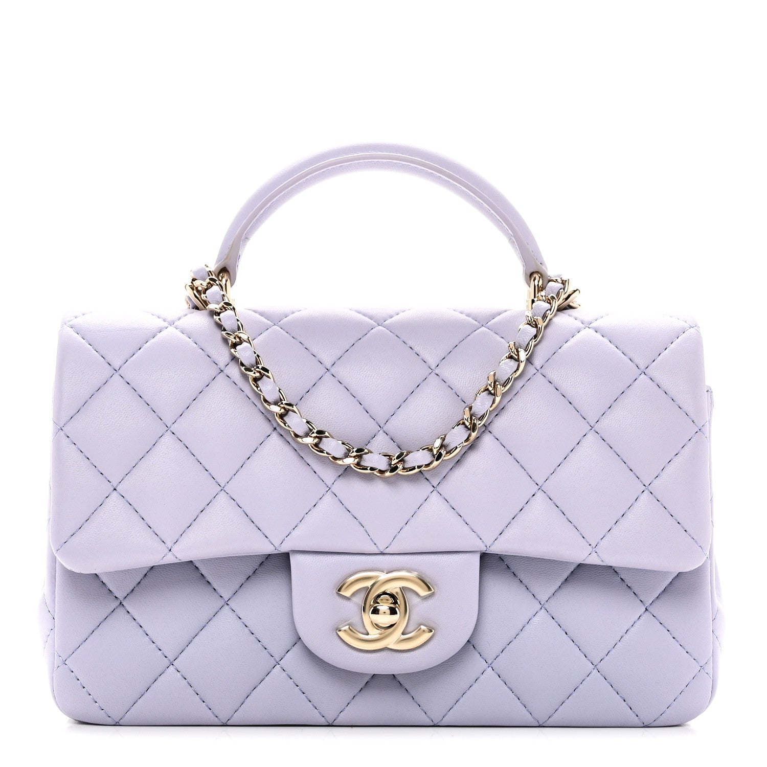 Chanel Lambskin Quilted Mini Top Handle Rectangular Flap Light Purple 1 of 10