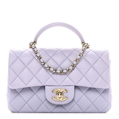 Chanel Lambskin Quilted Mini Top Handle Rectangular Flap Light Purple 1 of 10