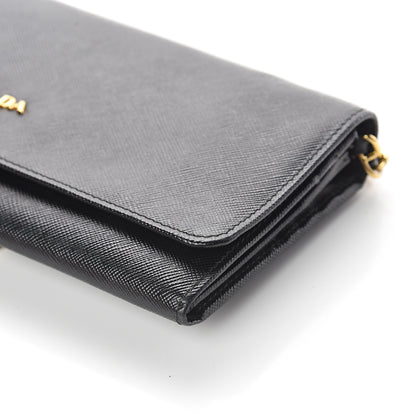 Prada Saffiano Metal Oro Chain Wallet Black 7 of 7