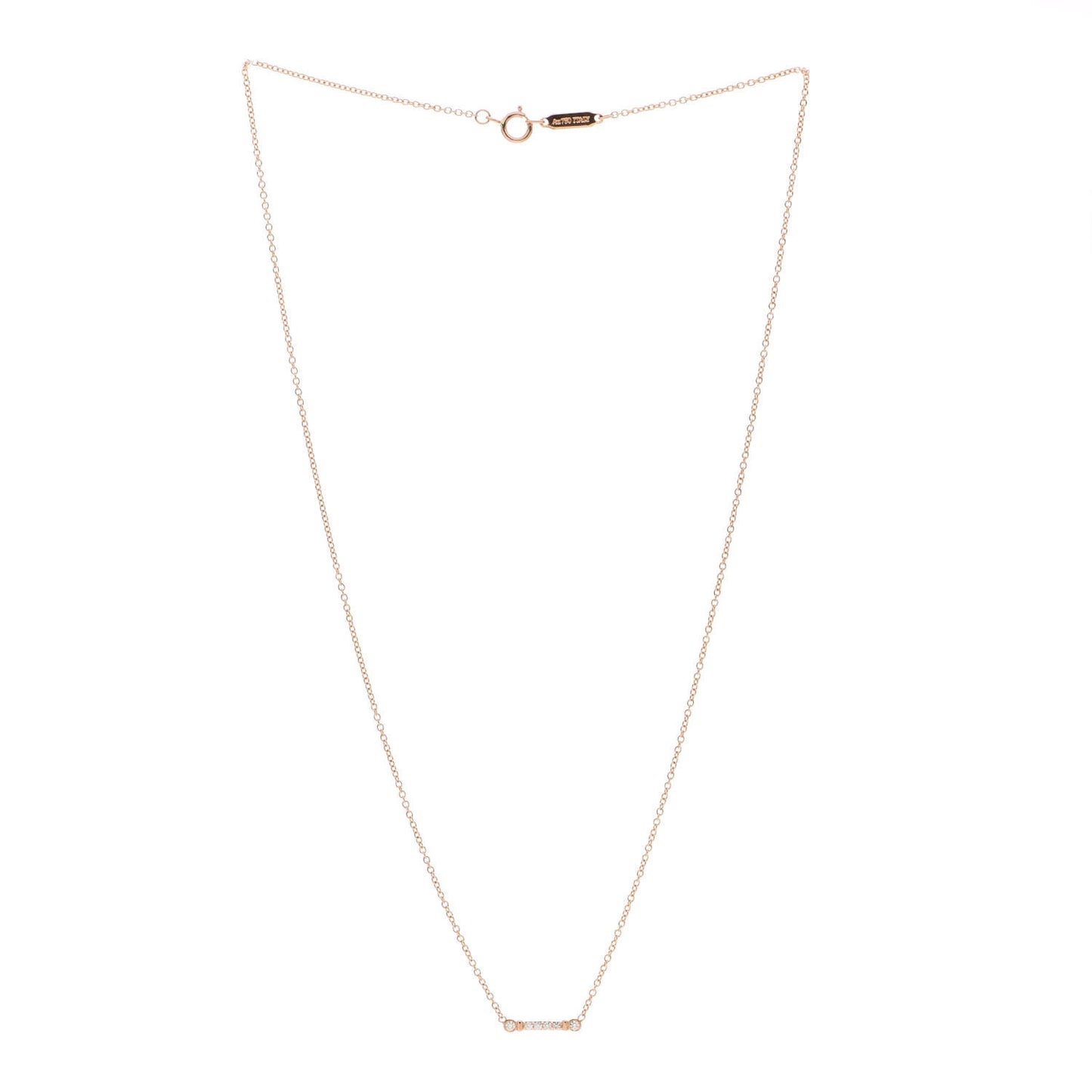 18K Rose Gold Diamond Fleur de Lis Key Bar Pendant Necklace