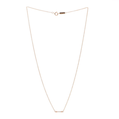 Tiffany 18K Rose Gold Diamond Fleur de Lis Key Bar Pendant Necklace 2 of 4