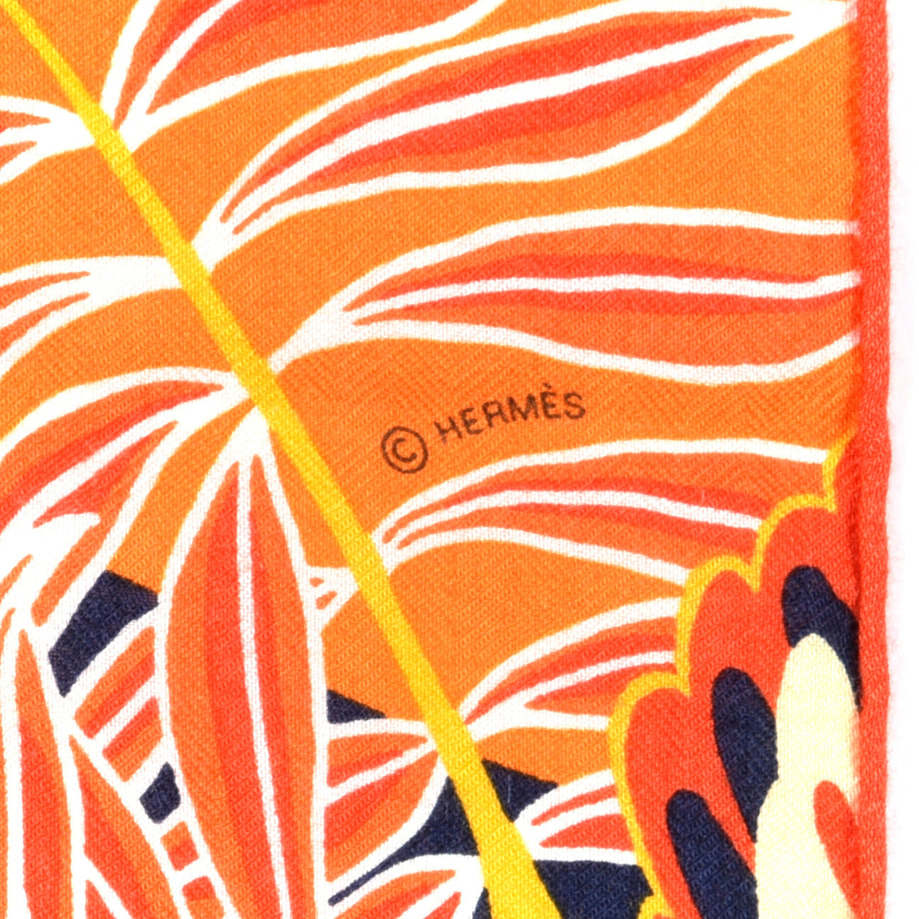 Hermes Cashmere Silk Three Graces Shawl 140 Orange Capucine Marine 3 of 6
