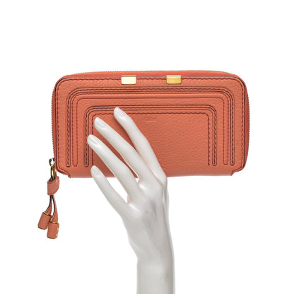 Chloe Grained Calfskin Marcie Long Zip Around Wallet Coral Pop 2 of 7