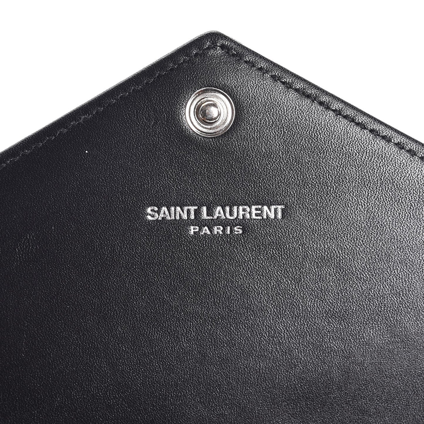 Calfskin Matelasse Chevron Monogram Flap Wallet Black