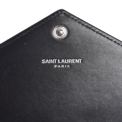 Saint Laurent Calfskin Matelasse Chevron Monogram Flap Wallet Black 7 of 9