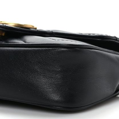 Gucci Calfskin Matelasse Super Mini GG Marmont Shoulder Bag Black 8 of 8