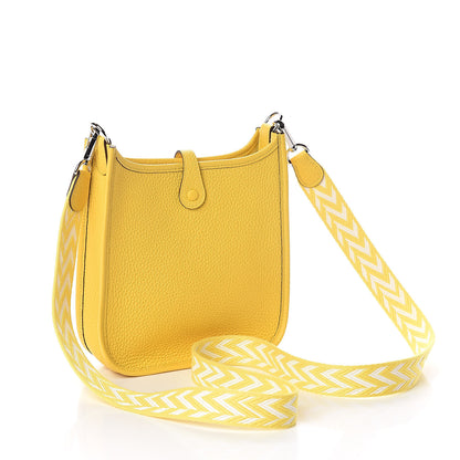 Hermes Taurillon Clemence Amazone Evelyne TPM Jaune De Naples White 3 of 10