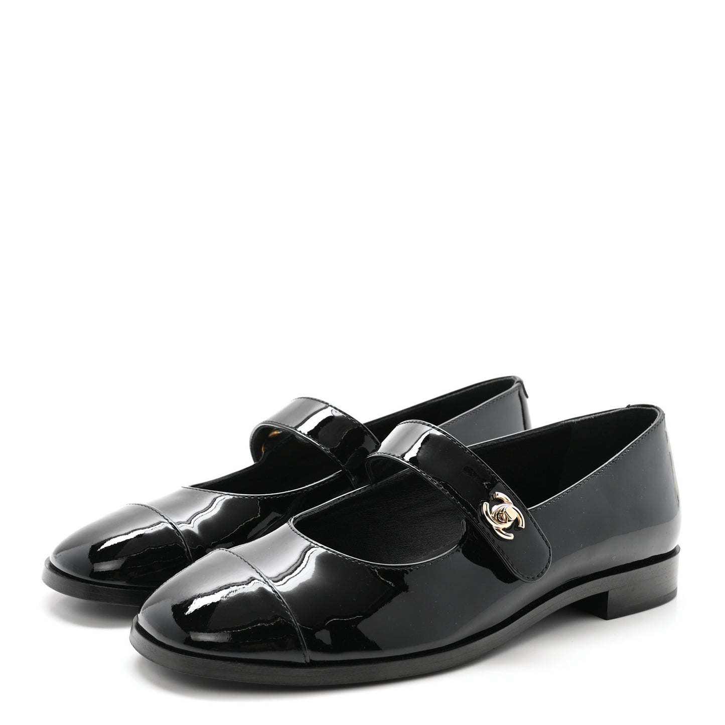 Patent Calfskin Mary Janes Flats 37.5 Black