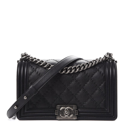 Chanel Calfskin Double Stitch Medium Boy Flap Black 1 of 10