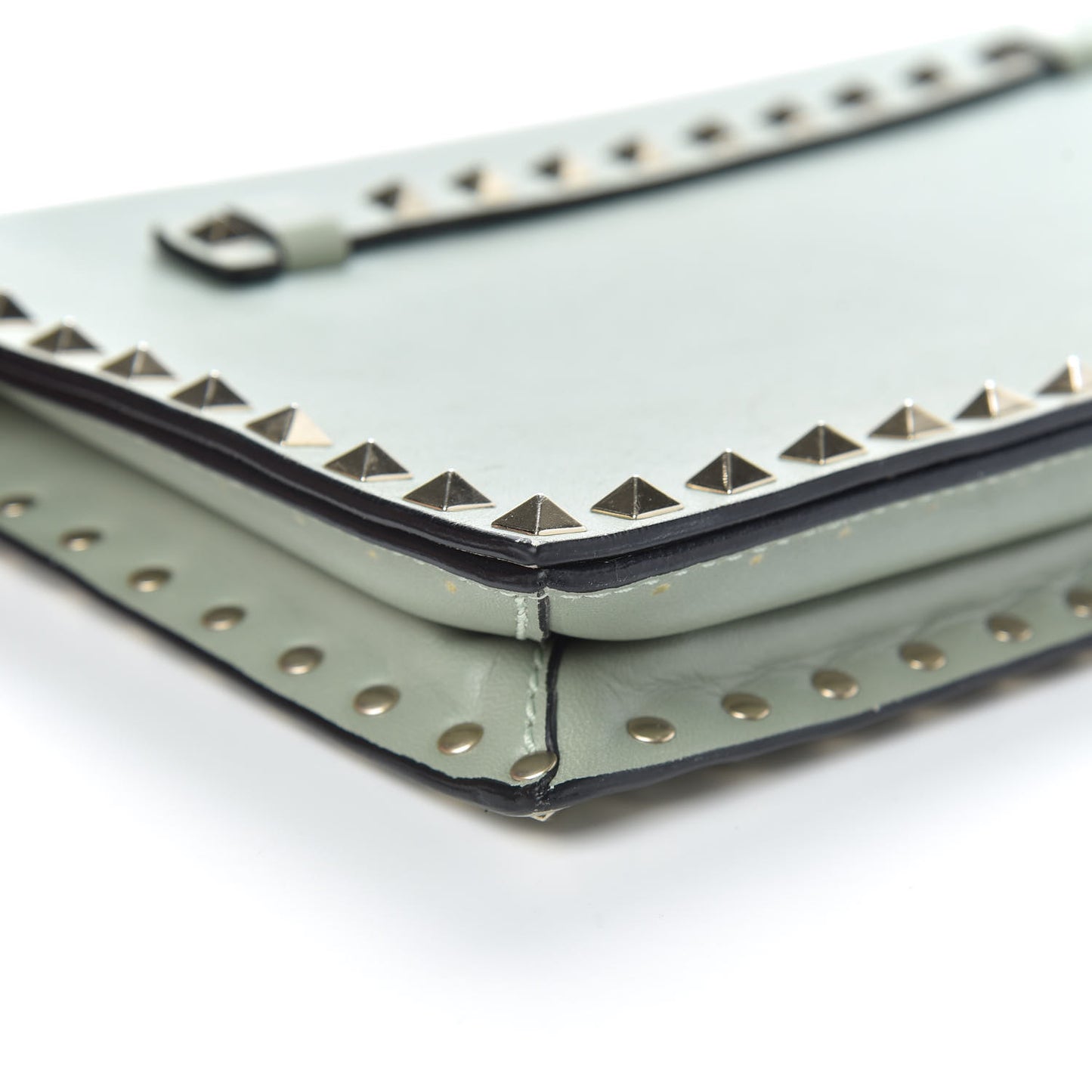 Nappa Rockstud Wristlet Clutch Green Tea Sorbet